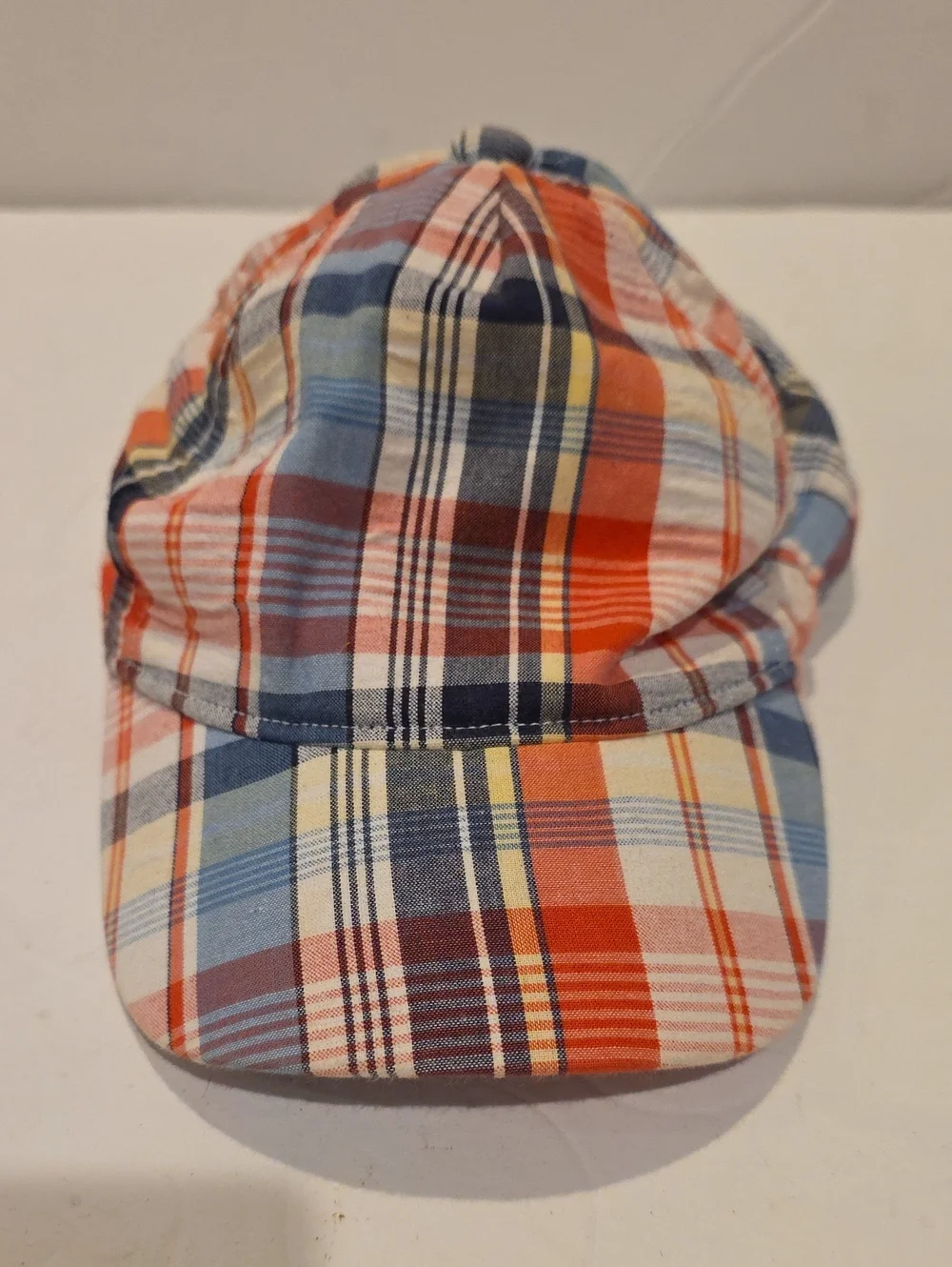 Janie And Jack Plaid Cotton Baseball Cap in Red, Blue & Yellow 1 Year 2 Year Hat